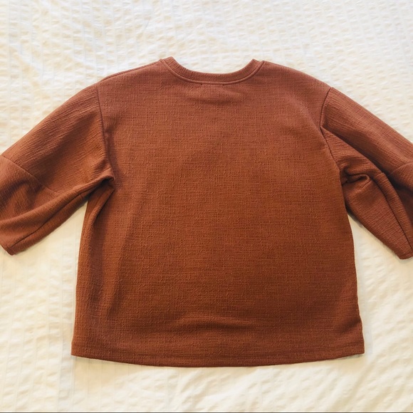 Anthropologie cognac colour puff sleeve button top - Picture 5 of 8